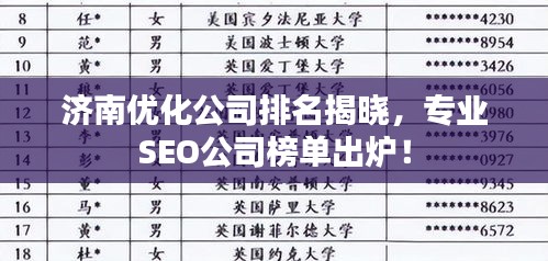 济南优化公司排名揭晓，专业SEO公司榜单出炉！