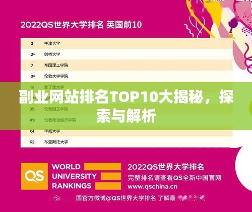 副业网站排名TOP10大揭秘，探索与解析