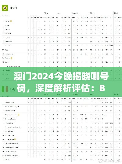 澳门2024今晚揭晓哪号码，深度解析评估：BTP740.08版