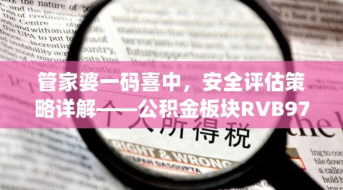 管家婆一码喜中，安全评估策略详解——公积金板块RVB978.66