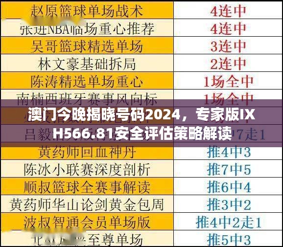 澳门今晚揭晓号码2024，专家版IXH566.81安全评估策略解读