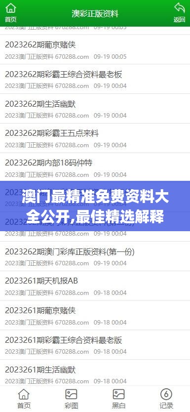 澳门最精准免费资料大全公开,最佳精选解释定义_电信版OGD843.78