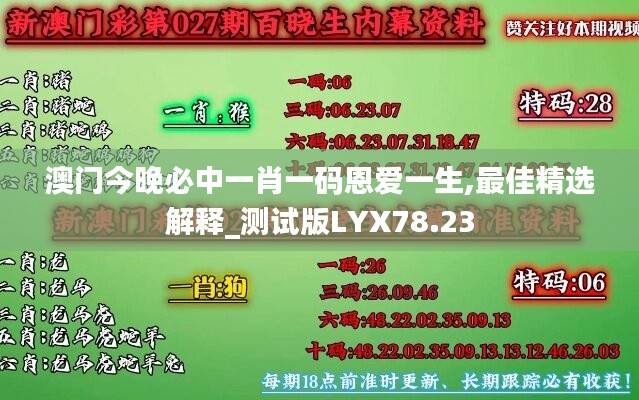 澳门今晚必中一肖一码恩爱一生,最佳精选解释_测试版LYX78.23