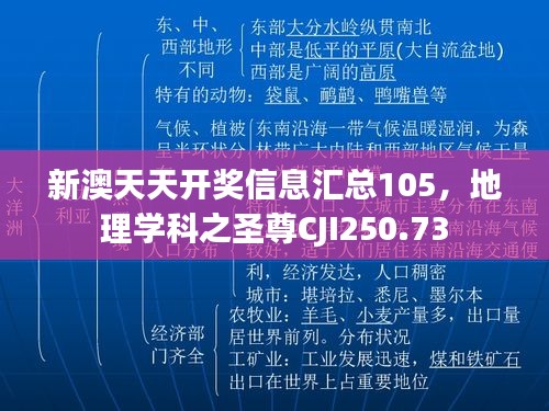 新澳天天开奖信息汇总105，地理学科之圣尊CJI250.73