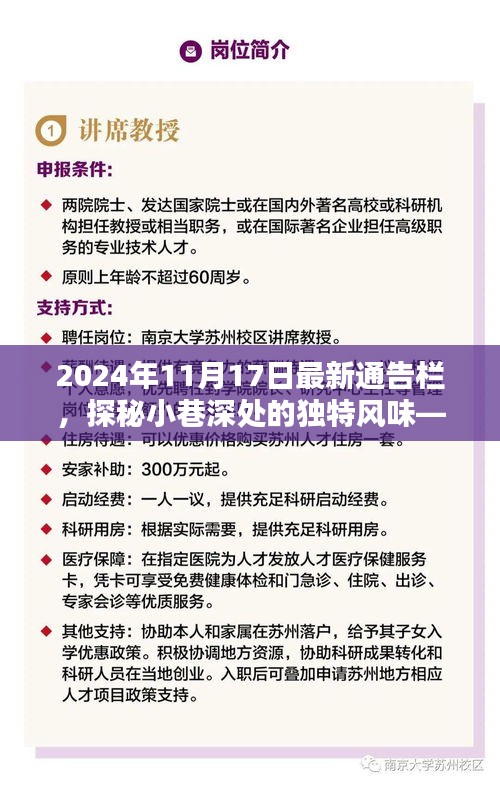 探秘小巷深处的秘密小店，最新通告栏揭晓，独特风味等你来发现（2024年11月17日）