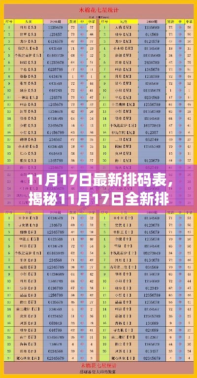 揭秘科技巅峰，全新排码表引领未来生活新纪元（11月17日最新）