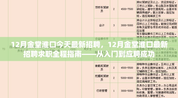 12月金堂淮口今天最新招聘，12月金堂淮口最新招聘求职全程指南——从入门到应聘成功