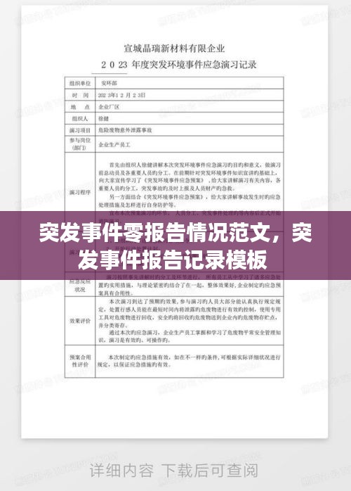 突发事件零报告情况范文，突发事件报告记录模板 