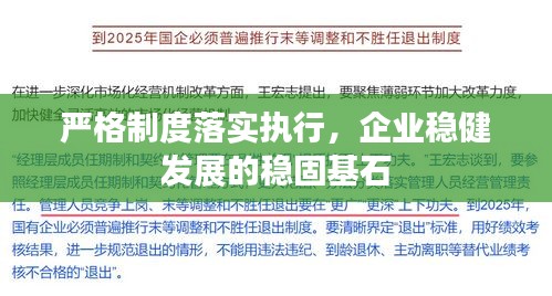 严格制度落实执行，企业稳健发展的稳固基石