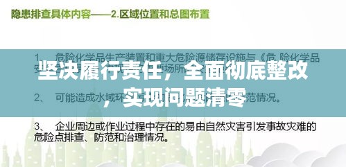 坚决履行责任，全面彻底整改，实现问题清零