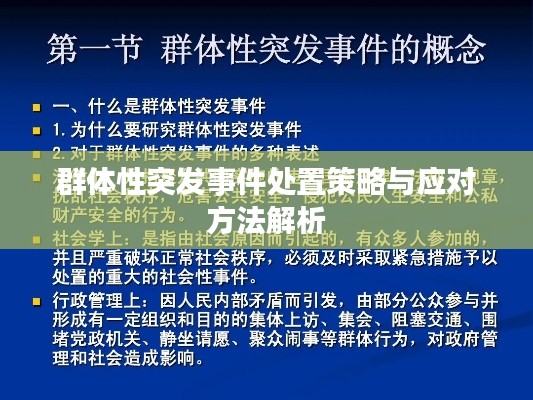 群体性突发事件处置策略与应对方法解析