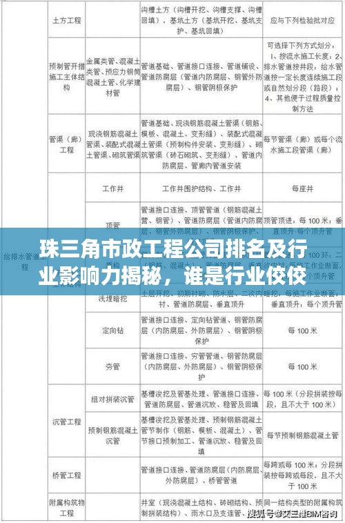 珠三角市政工程公司排名及行业影响力揭秘，谁是行业佼佼者？