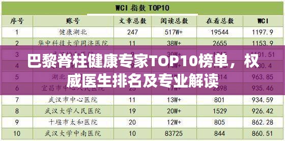 巴黎脊柱健康专家TOP10榜单，权威医生排名及专业解读