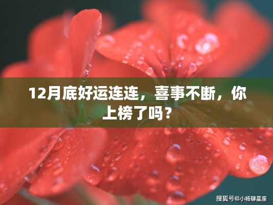 12月底好运连连，喜事不断，你上榜了吗？