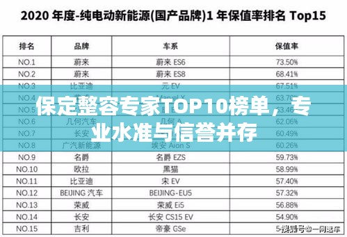 保定整容专家TOP10榜单，专业水准与信誉并存