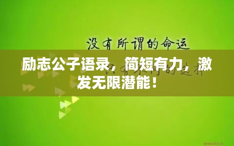 励志公子语录，简短有力，激发无限潜能！